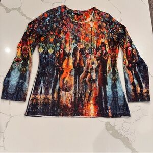 Tesoro Moda Sequin Artsy Colorful Top T-Shirt L Music Teacher Orchestra Concert